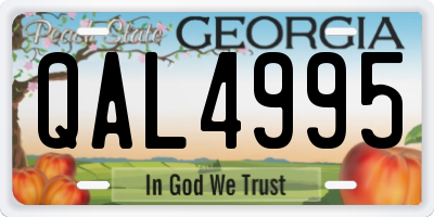 GA license plate QAL4995