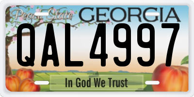 GA license plate QAL4997