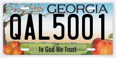 GA license plate QAL5001