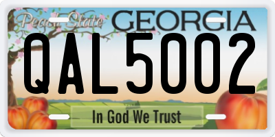 GA license plate QAL5002