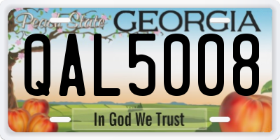 GA license plate QAL5008