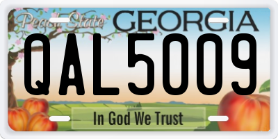 GA license plate QAL5009