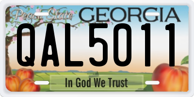 GA license plate QAL5011