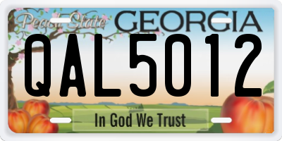 GA license plate QAL5012