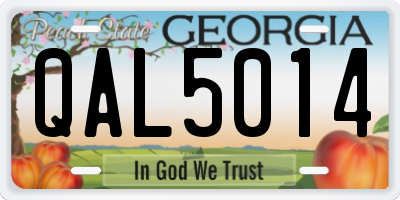 GA license plate QAL5014