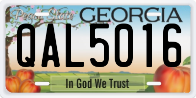 GA license plate QAL5016