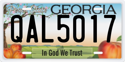 GA license plate QAL5017