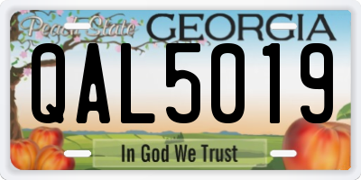 GA license plate QAL5019