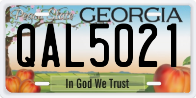 GA license plate QAL5021