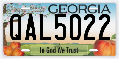 GA license plate QAL5022