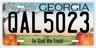 GA license plate QAL5023