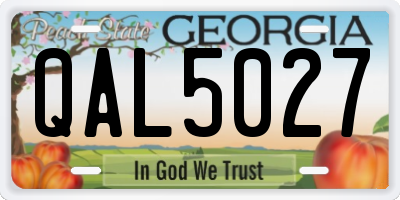 GA license plate QAL5027