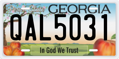 GA license plate QAL5031