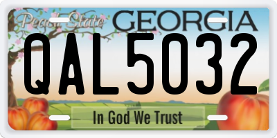 GA license plate QAL5032