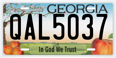 GA license plate QAL5037