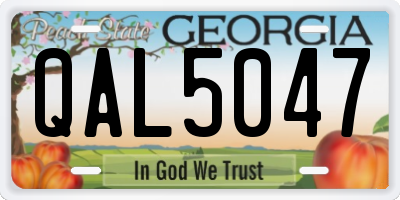 GA license plate QAL5047