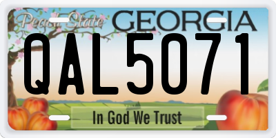 GA license plate QAL5071