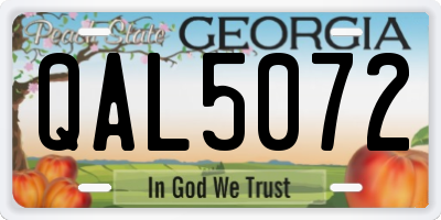 GA license plate QAL5072