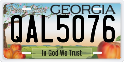 GA license plate QAL5076