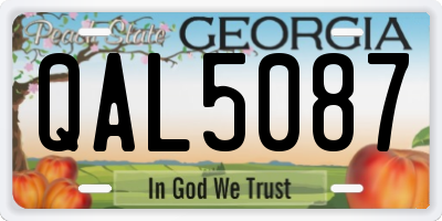 GA license plate QAL5087