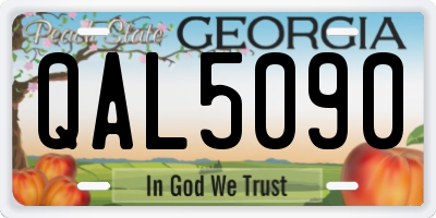 GA license plate QAL5090