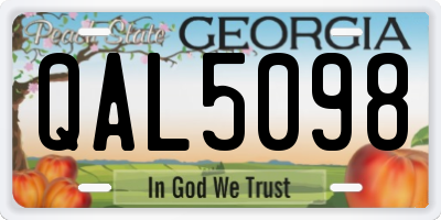 GA license plate QAL5098