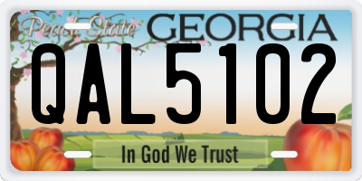 GA license plate QAL5102