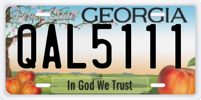 GA license plate QAL5111