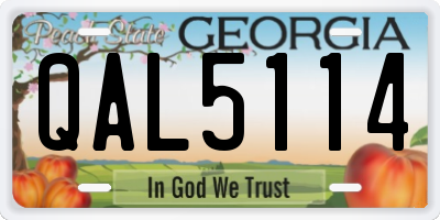 GA license plate QAL5114