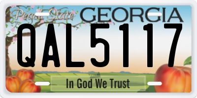 GA license plate QAL5117