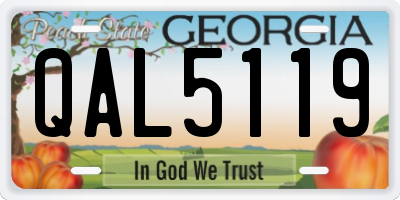 GA license plate QAL5119