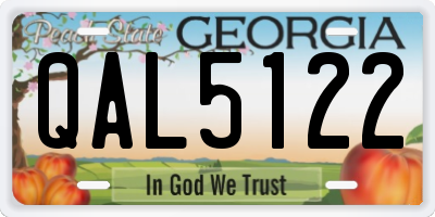 GA license plate QAL5122