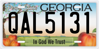 GA license plate QAL5131