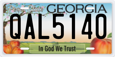 GA license plate QAL5140