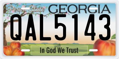 GA license plate QAL5143