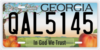 GA license plate QAL5145