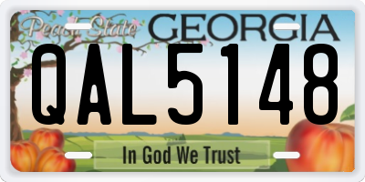 GA license plate QAL5148