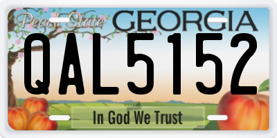 GA license plate QAL5152