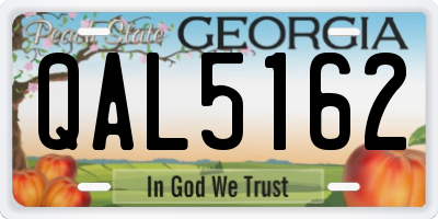 GA license plate QAL5162