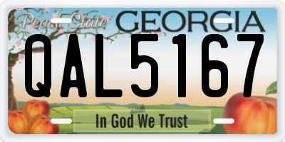 GA license plate QAL5167