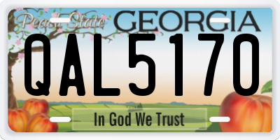 GA license plate QAL5170