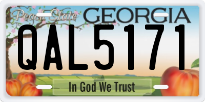 GA license plate QAL5171