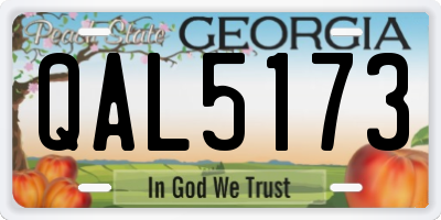 GA license plate QAL5173