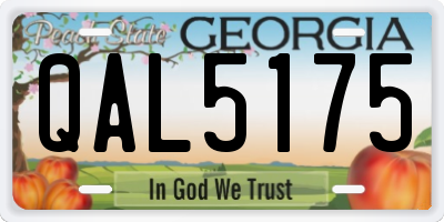 GA license plate QAL5175