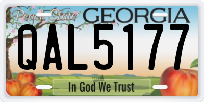 GA license plate QAL5177