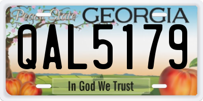 GA license plate QAL5179