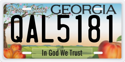 GA license plate QAL5181