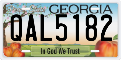 GA license plate QAL5182