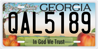 GA license plate QAL5189