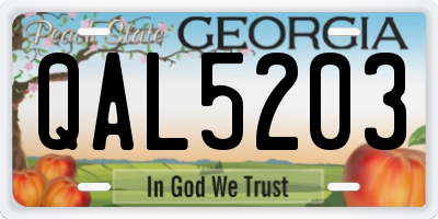 GA license plate QAL5203